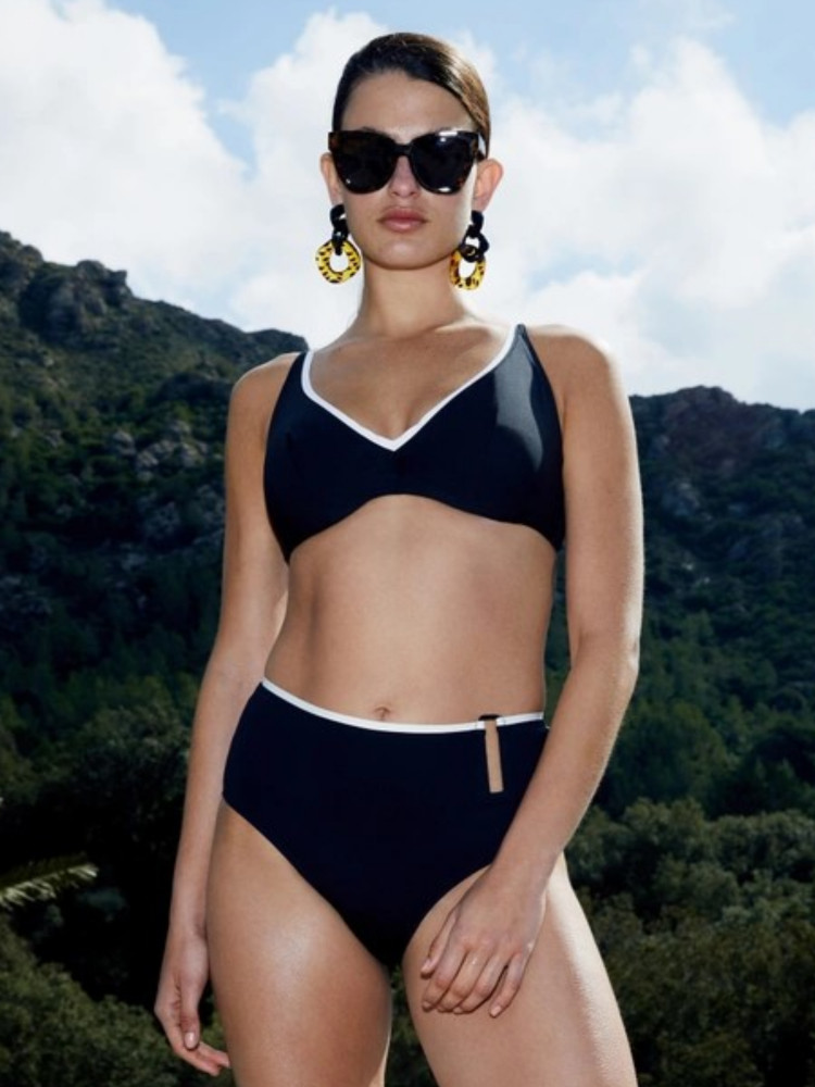 Bas de Bikini taille haute CHANTELLE "Authentic" C12IC5 - Noir/Blanc 0DV