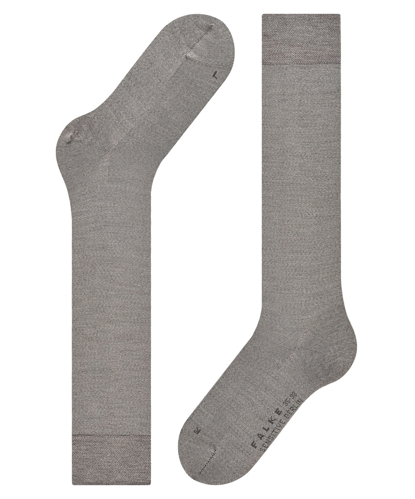 Chaussettes 3/4 laine sans élastique dame FALKE "Berlin Sensitive" 47416 - Light grey mel 3830