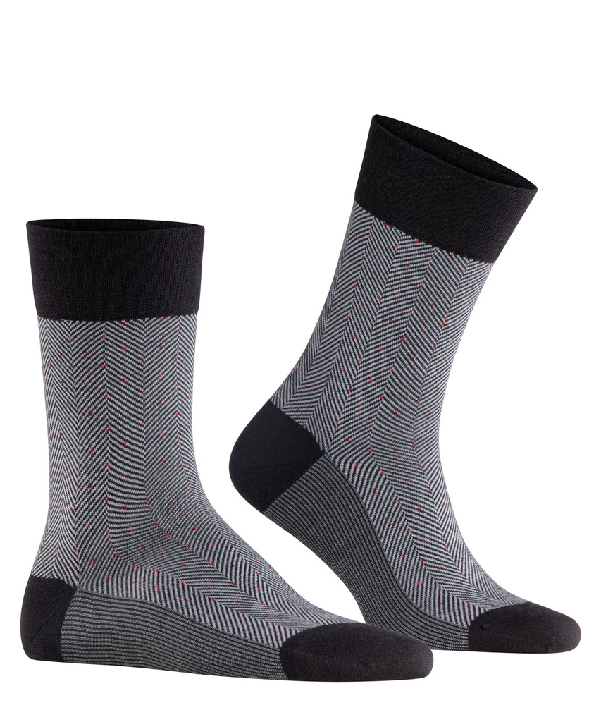 Chaussettes Hommes sans élastique Fantaisie FALKE "Herringbone"12492 - Black 3000