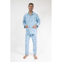 Pyjama boutonné adulte en pilou JUSQU'AU LEVER DU JOUR - Bonhomme de Neige