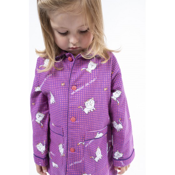 Pyjama boutonné enfant en pilou JUSQU'AU LEVER DU JOUR - Chat Rose