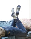 Chaussettes dame coton BLEU FORET "Chouette" 6367 - Jean AL9