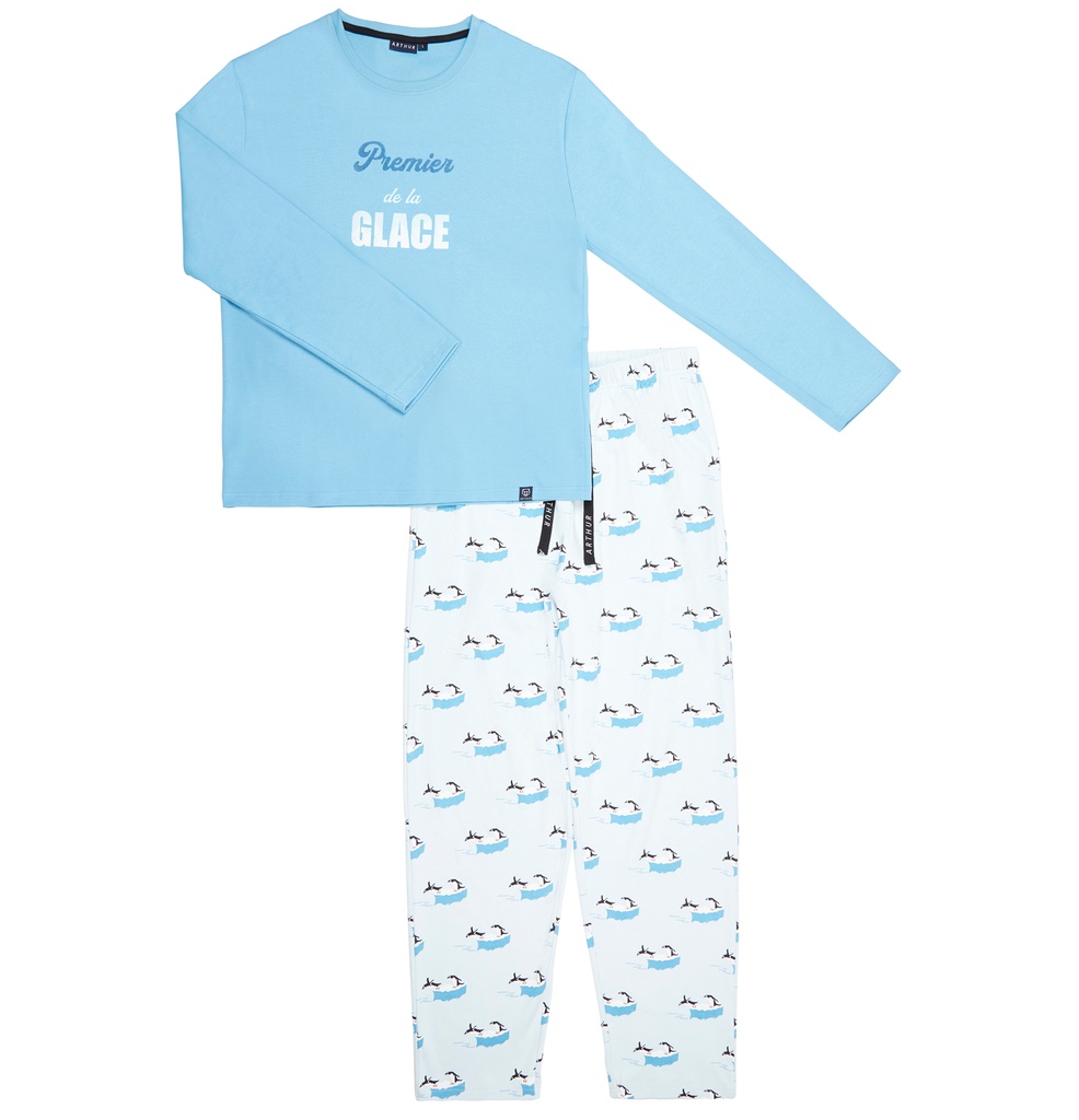 Pyjama long homme coton bio ARTHUR "Iceberg" ZAC - Glace PREMH22