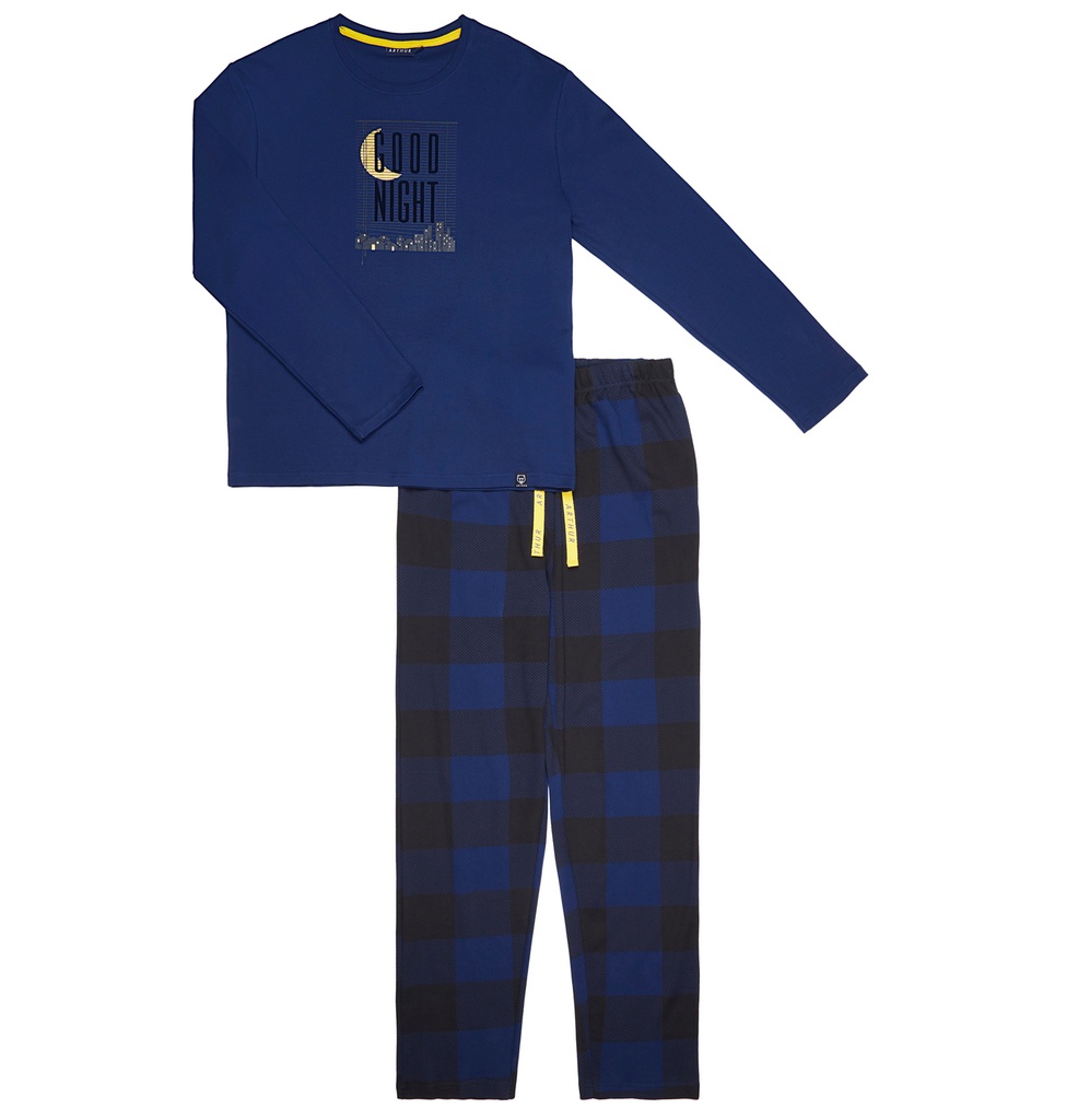 Pyjama long homme coton bio ARTHUR "Good Night" ZAC - Marine GOODH22