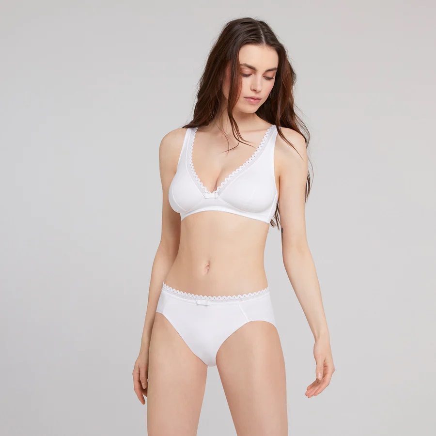 Soutien-gorge sans armature LOU "Oxygène Coton" 11278 - Blanc 010