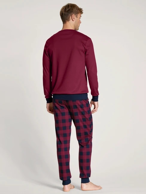 Pyjama long homme avec bords élastiques 100% Coton CALIDA "Family & Friends" 43182 - Rumba red 159