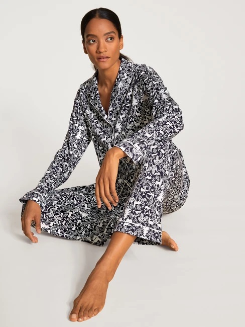 Pyjama dame boutonné CALIDA "Winter Dreams" 41292 - Dark lapis blue 339