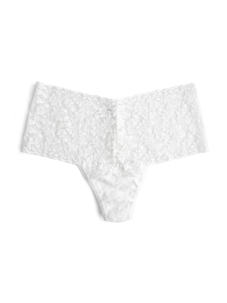 String taille haute dentelle stretch HANKY PANKY "Retro Thong" 9K1926 - Blanc