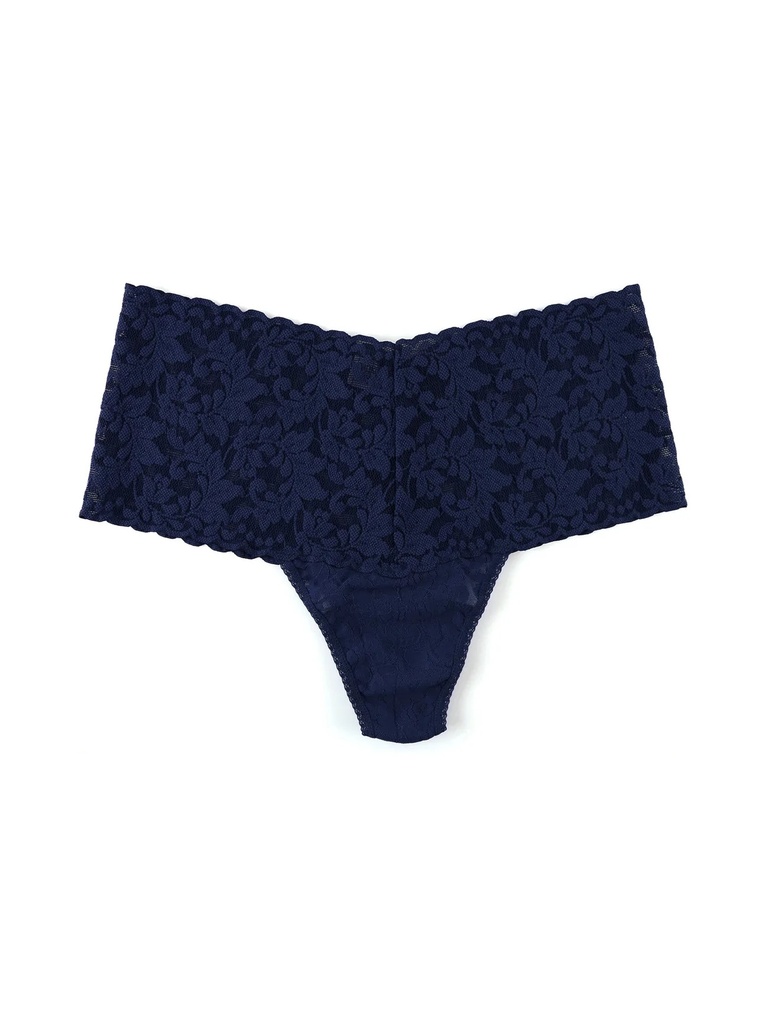 String taille haute dentelle stretch HANKY PANKY "Retro Thong" 9K1926 - Navy