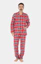 Pyjama long homme boutonné 100% coton pilou Oeko-Tex ARTHUR "Logan" PLC - Rouge LOGAH22