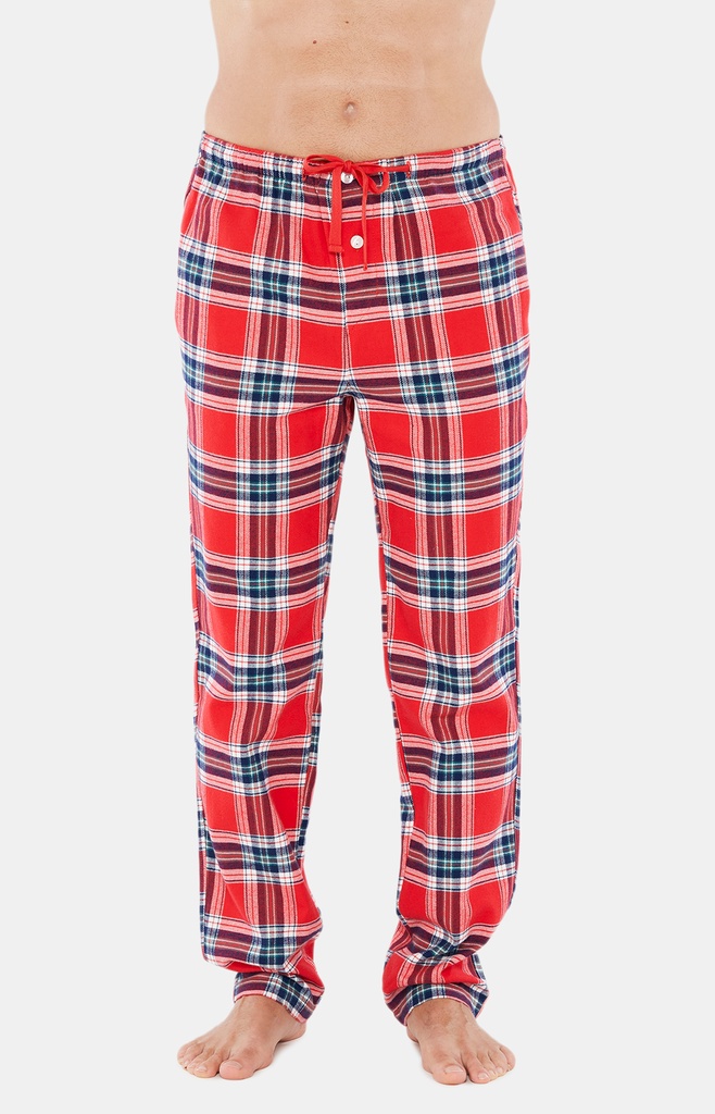 Pyjama long homme boutonné 100% coton pilou Oeko-Tex ARTHUR "Logan" PLC - Rouge LOGAH22