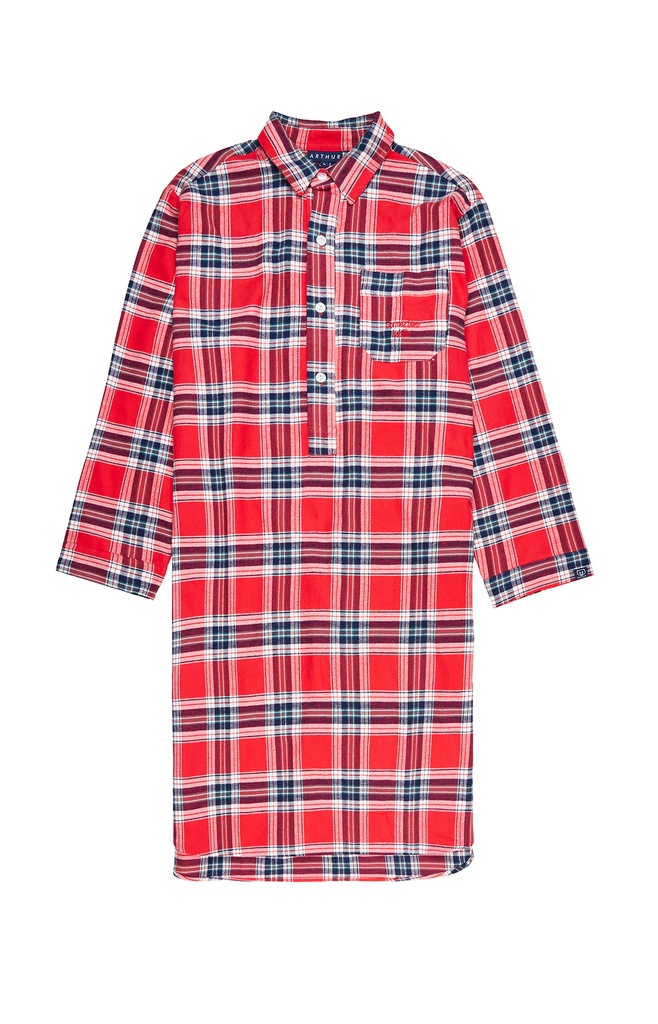 Chemise patte de boutonnage 100% coton pilou Eoko-Tex ARTHUR "Grand Père" CGP - Rouge LOGAH22