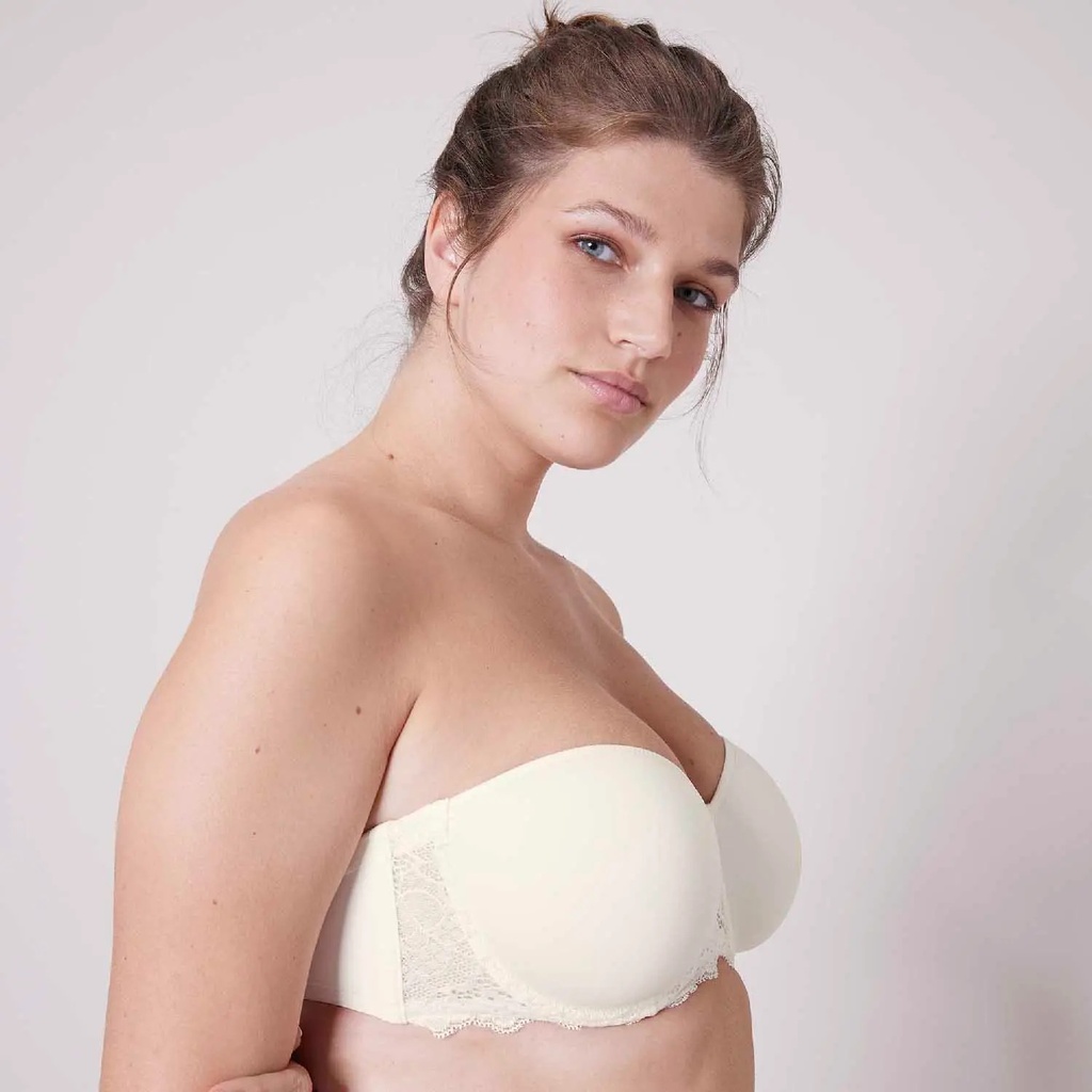 Soutien-gorge bandeau bretelles amovibles SIMONE PERELE "Caresse" 12A300 - Naturel 030