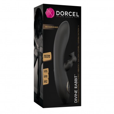 Vibromasseur point G succion clitoris DORCEL "Divine rabbit" Noir (Emballage)