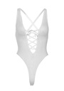 Body string tout dentelle ultra sexy laçage à l'entre seins LEG AVENUE 89248 - Blanc 002