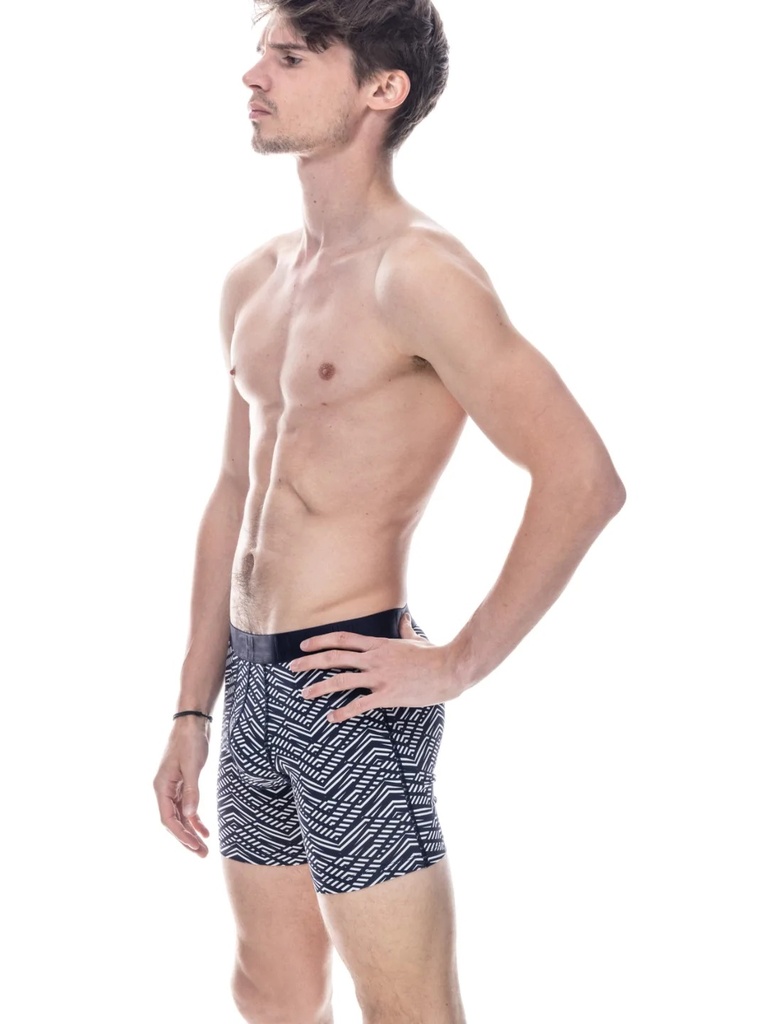 Boxer homme coton avec maintien intérieur LOIC HENRY "Every-D" BD101V - Rayures Marine