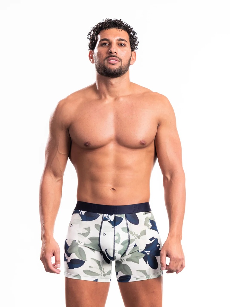 Boxer homme fantaisie en viscose avec maintien intérieur LOIC HENRY "Graphic" KBG018K - Multicolore Feuille