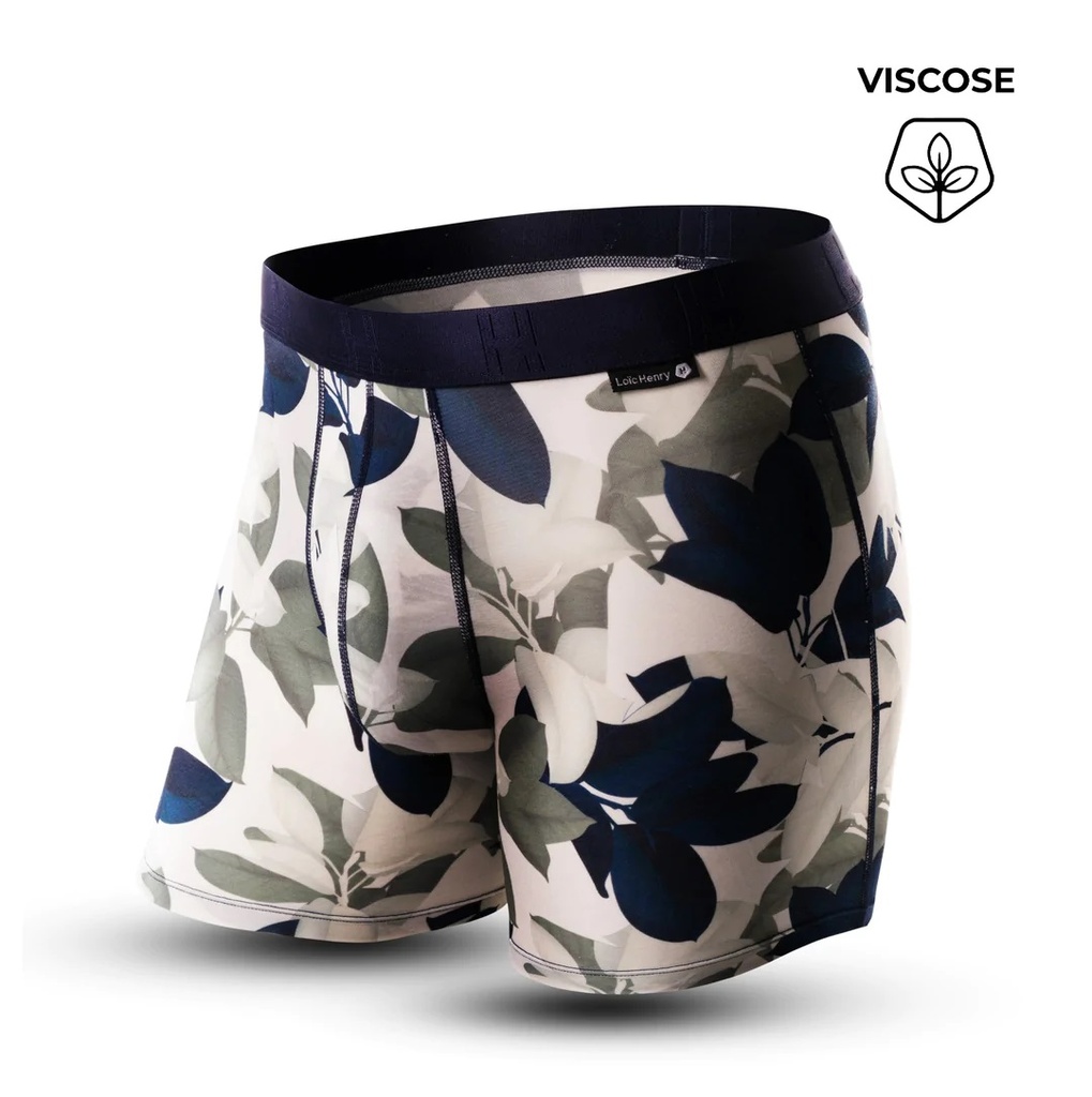 Boxer homme fantaisie en viscose avec maintien intérieur LOIC HENRY "Graphic" KBG018K - Multicolore Feuille