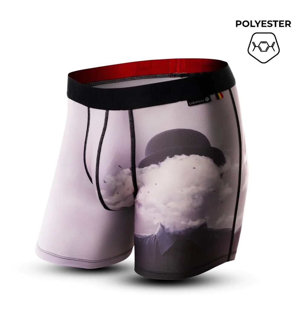 Boxer homme fantaisie en polyester avec maintien intérieur LOIC HENRY "Indentity" KBI053X - Belgitude Gris