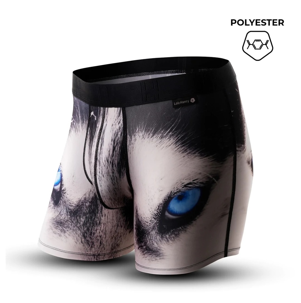 Boxer homme fantaisie en polyester avec maintien intérieur LOIC HENRY "Indentity" KBI059X - Husky Multicolore