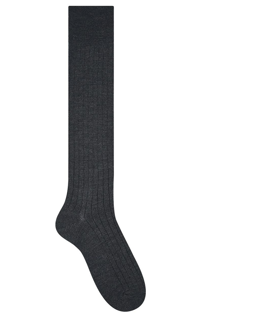 Chaussettes hautes homme à côtes non comprimantes BLEU FORET "Laine Mérinos" 2340 - Anthracite T8H