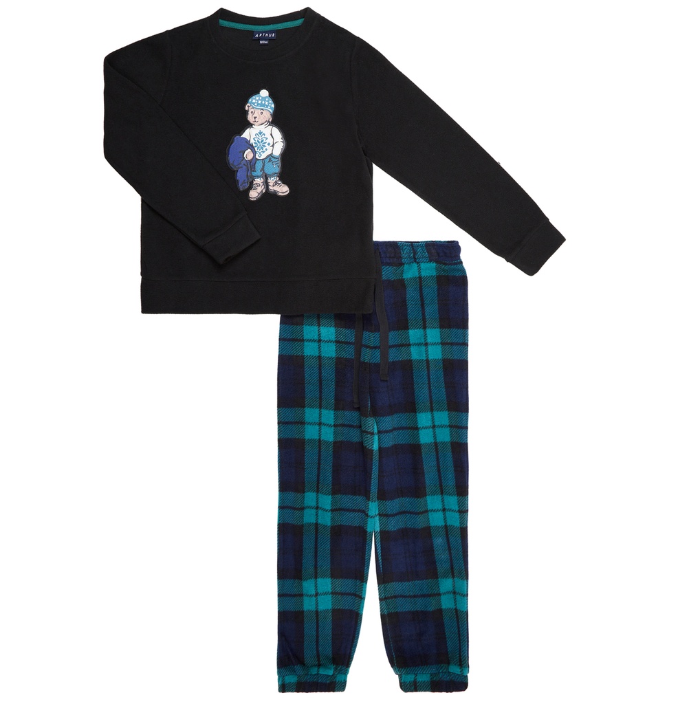 Pyjama long enfant polaire ARTHUR "Bill" LUL - Vert BILLH22