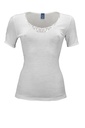Chemisette courte manche dentelle laine & soie MADIVA "Cinzia Tris MM" - Naturale