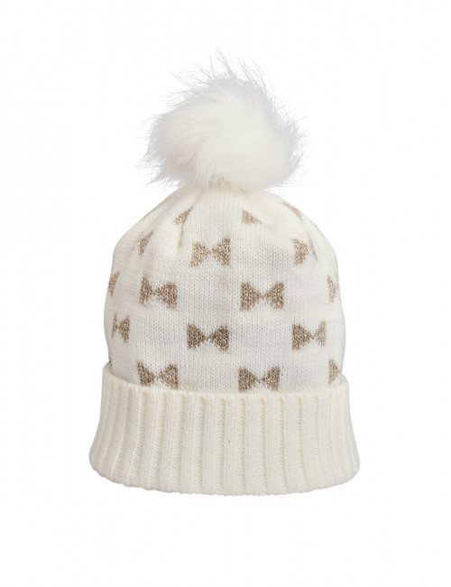 Bonnet d'hiver femme avec pompon VERDISSIMA SS95 - Ivoire 00077