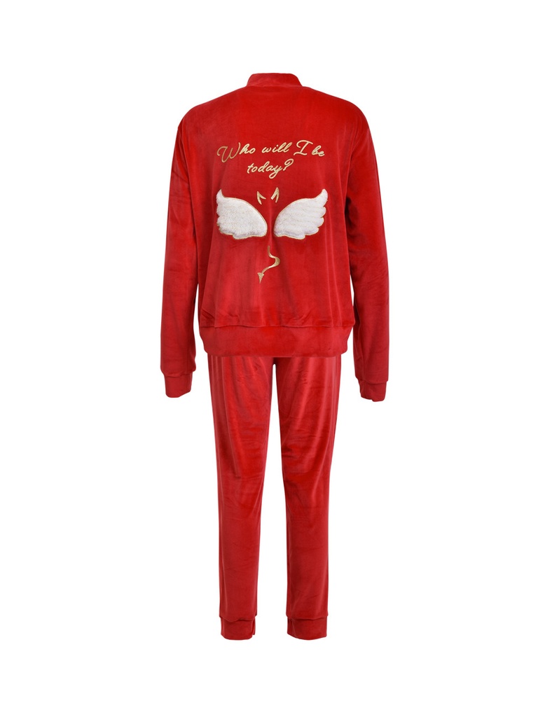 Pyjama long dame avec fermeture éclair VERDISSIMA LI11 - Rouge 00005