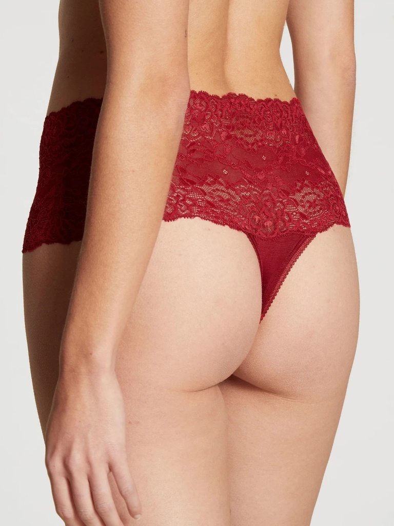 String coton & dentelle taille haute CALIDA "Sensual Secrets" 20931 - Red Rio 167