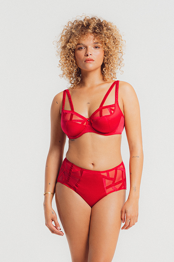 Culotte taille haute LOUISA BRACQ "Serie Noire" 471-50 - Rouge à lèvre RAL