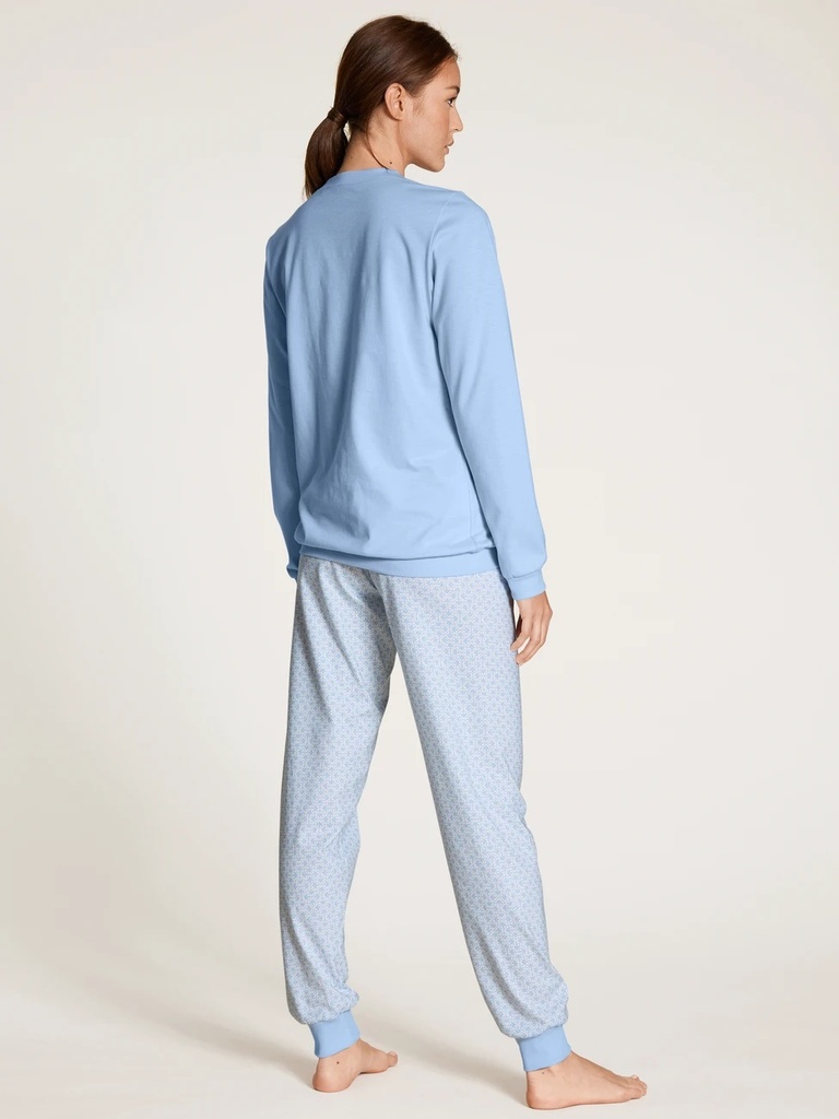 Pyjama long dame 100% coton durable CALIDA "Lovely Nights" 47456 - Cerulean 383