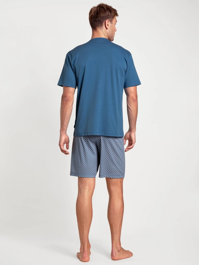 Pyjama short homme 100% coton CALIDA "Relax Streamline" 43286 - Indian Blue 425