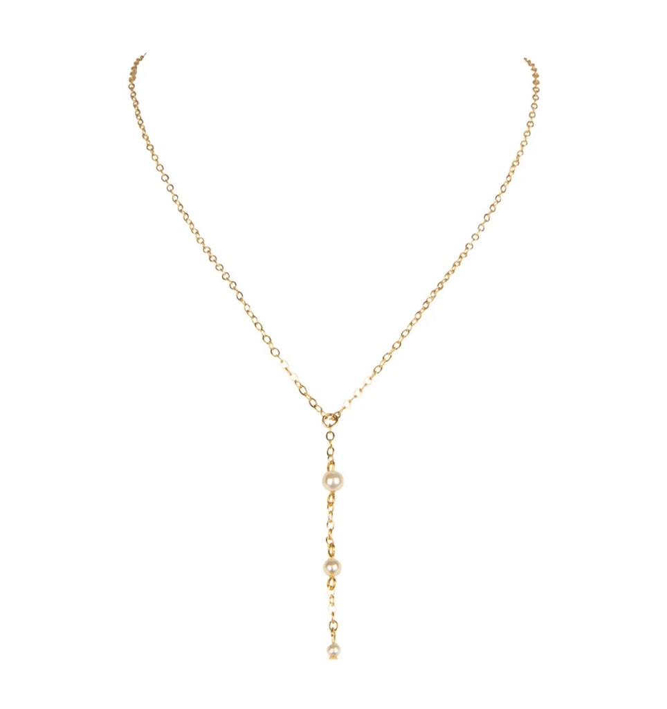 Collier doré avec 3 petites perles LISE CHARMEL "Déesse en Glam" AIH0115 - Or glamour 18051
