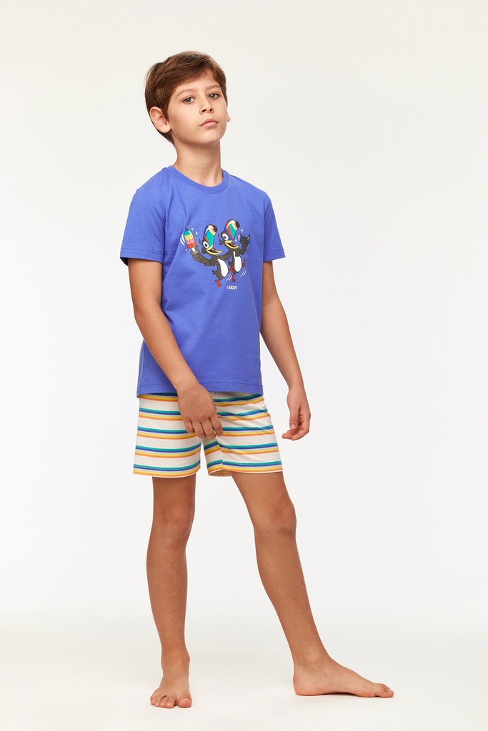 Pyjama short enfant WOODY 231-1-PSS-S - Bleu 829