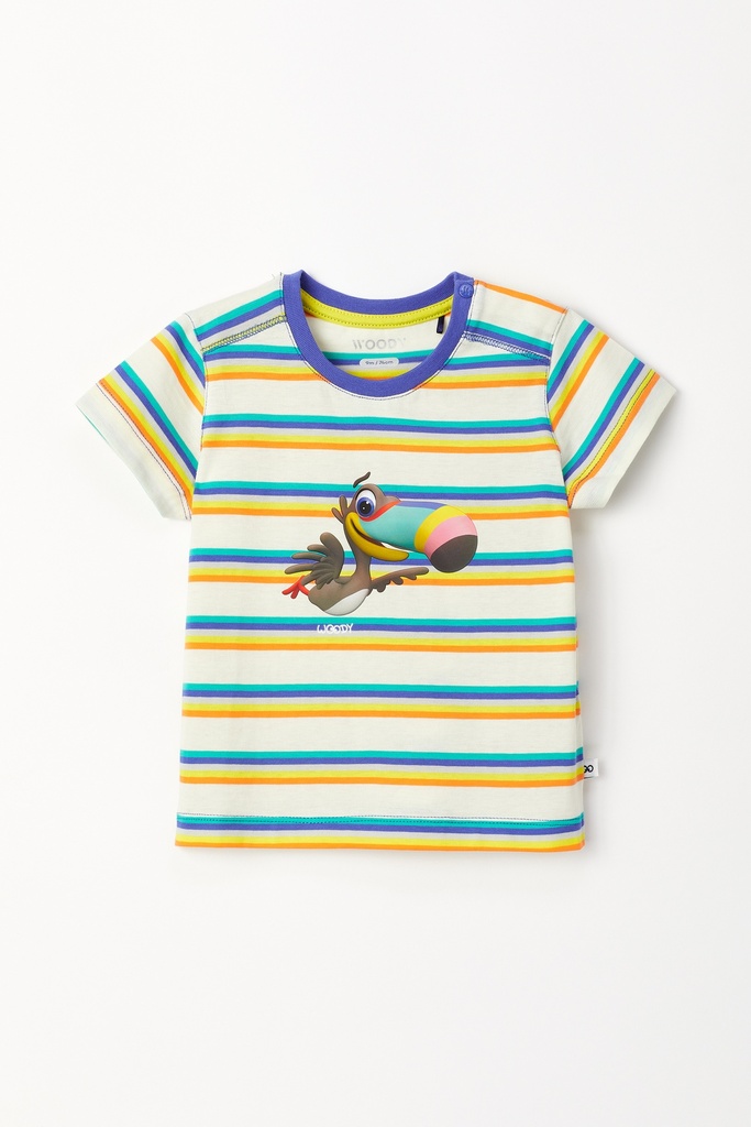 Pyjama bébé WOODY "Toucan" 231-3-PUS-S - Rayé et bleu 908