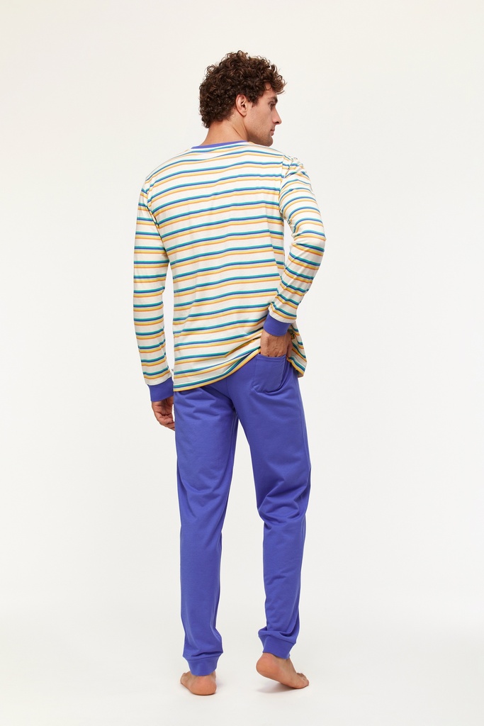 Pyjama homme WOODY "Toucans" 231-1-PLC-S - Rayé et bleu 908