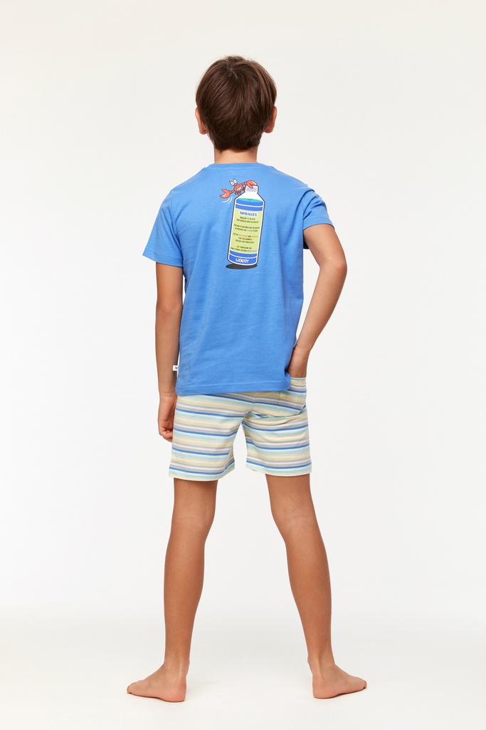 Pyjama short enfant 100% coton WOODY 231-1-PSS-S - Bleu Baleine 866