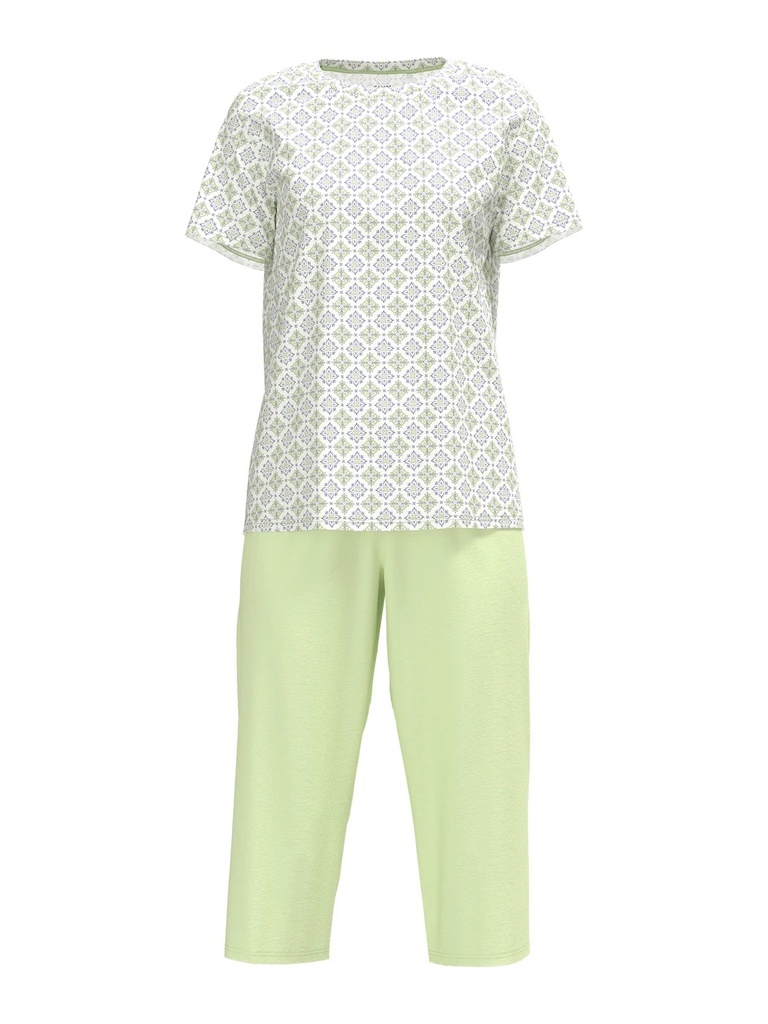Pyjama short 3/4 dame 100% coton CALIDA "Spring Nights" 40296 - Light Pistache 670