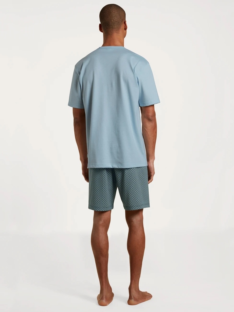 Pyjama short homme 100% coton CALIDA "Relax Imprint 2" 44084 - Tempest Blue 533