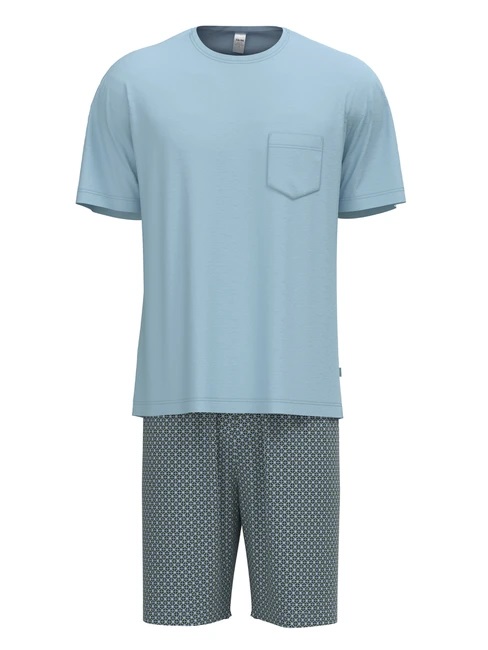 Pyjama short homme 100% coton CALIDA "Relax Imprint 2" 44084 - Tempest Blue 533