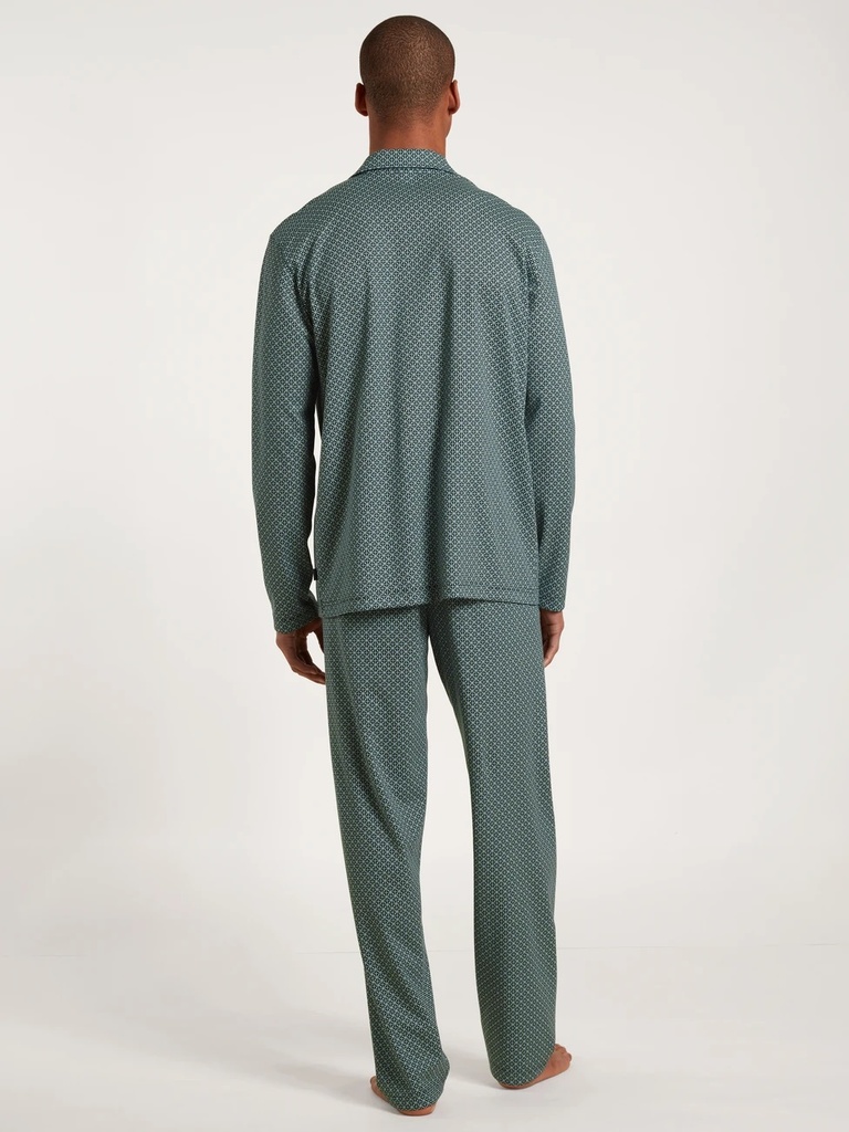 Pyjama homme long boutonné 100% coton CALIDA "Relax Imprint 2" 44784 - Tempest Blue 533