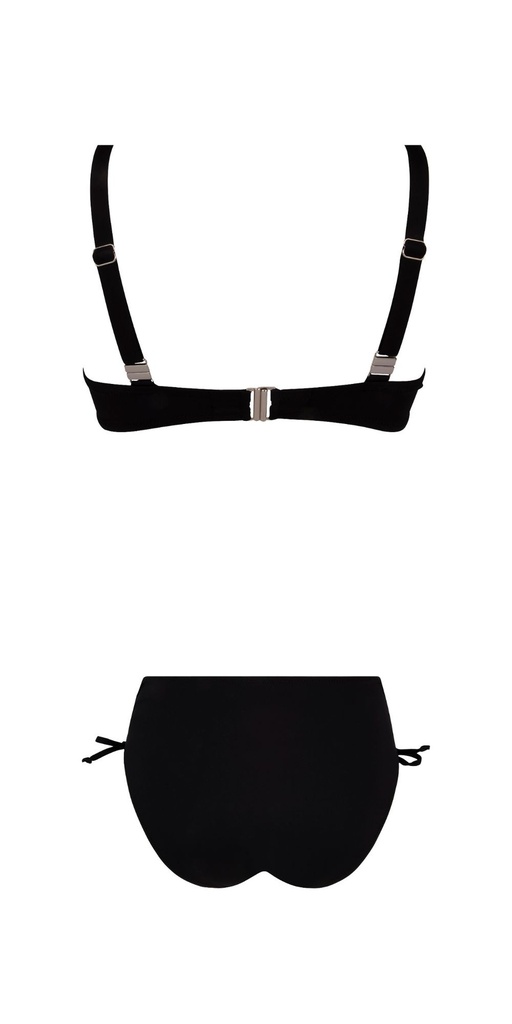 Bikini Corbeille Bonnet Profond et Slip Coulissant  ANTIGEL "La Muse Dolce Vita" FBB3586 + FBB0686 - Noir Pois 12041