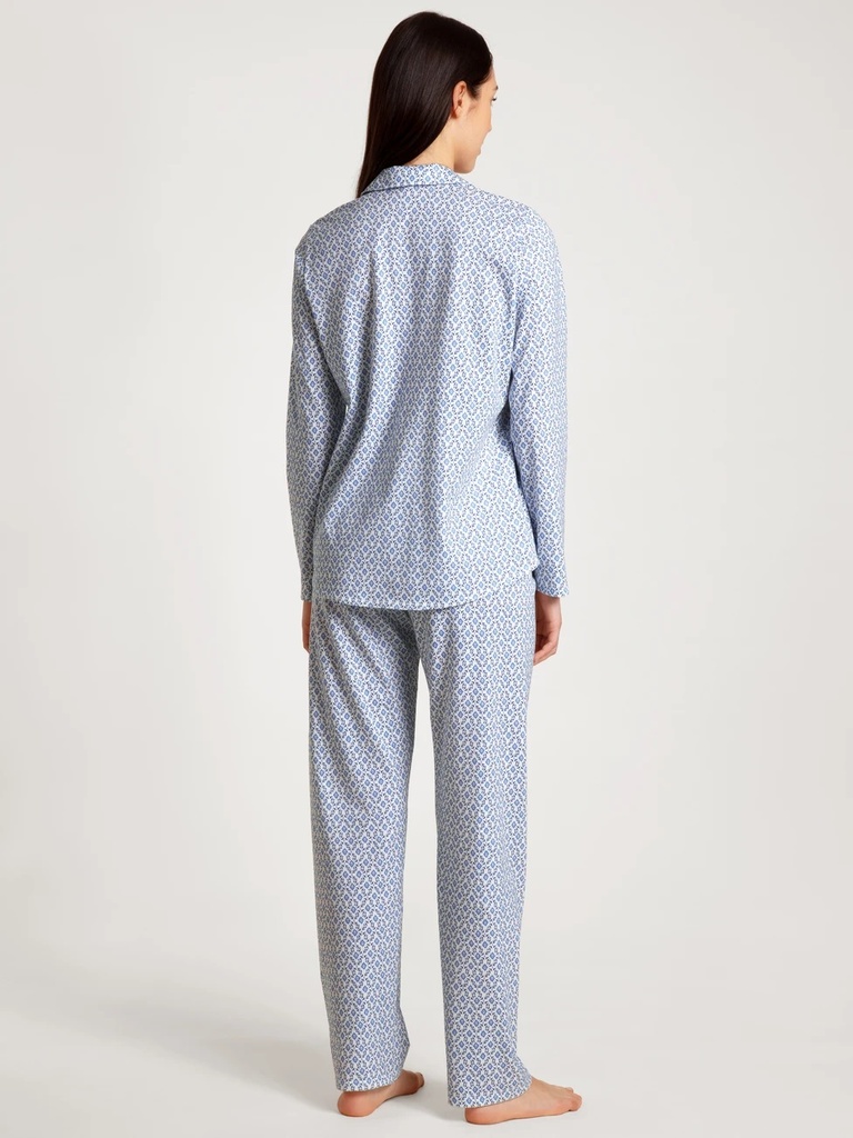 Pyjama dame boutonné 100% coton CALIDA "Spring Nights" 40496 - Azurit Blue 474