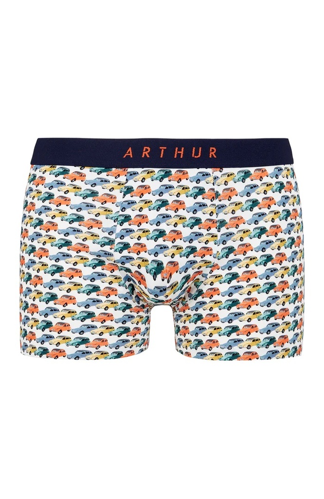 Boxer homme fantaisie 95% coton bio ARTHUR "2 Chevaux" MAC - Blanc Motif 2CV 2CVE23