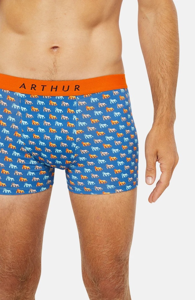 Boxer homme fantaisie 95% coton bio ARTHUR "Gorille" MAC - Bleu Motif Gorille GORIE23