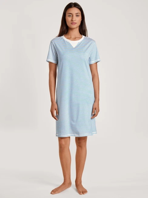 Chemise de nuit dame courte manche 95cm en 100% coton CALIDA "Daylight Dreams" 32054 - Azurit Blue 474