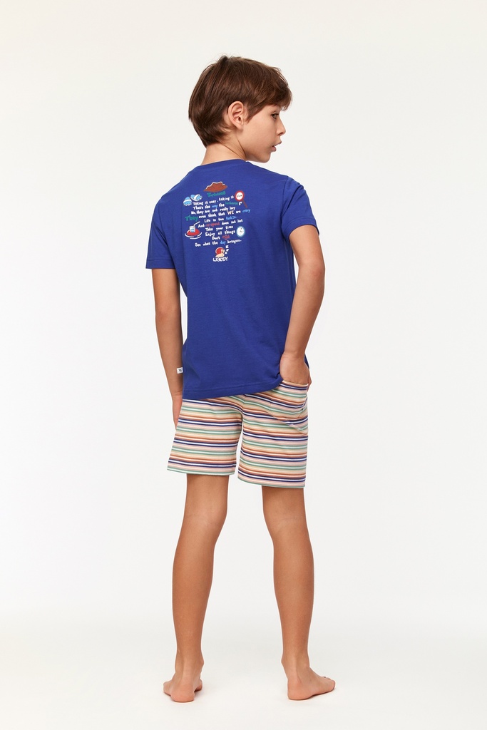 Pyjama short enfant 100% coton WOODY "Tortue" 231-1-PSS-S - Bleu 856