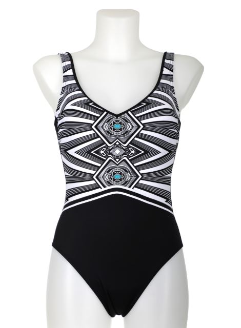 Maillot une pièce SUNFLAIR 22135 - Noir et Blanc