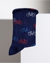 Chaussettes homme fantaisie coton BLEU FORET "Bicyclettes" 2062 - Encre JI8